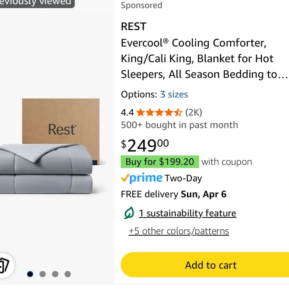 REST Evercool Cooling Comforter Full/Queen Blanket Gray fr Hot Sleeper 90” X 90”